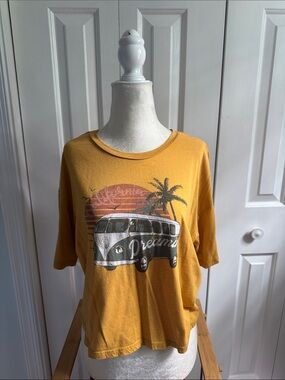 Mustard Yellow Cropped Graphic Tee - Dreamer VW Bus